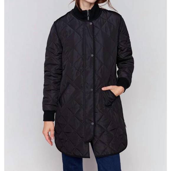 NEW CHARLIE B long quilted puffer jacket in black - Picture 1 of 1